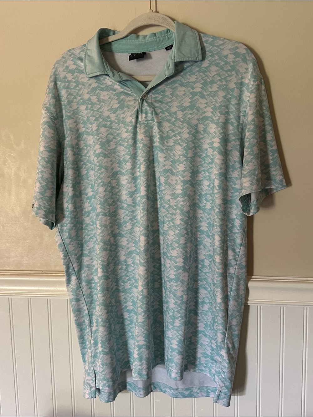 Men's Aqua Micro-Pattern Polo Shirt